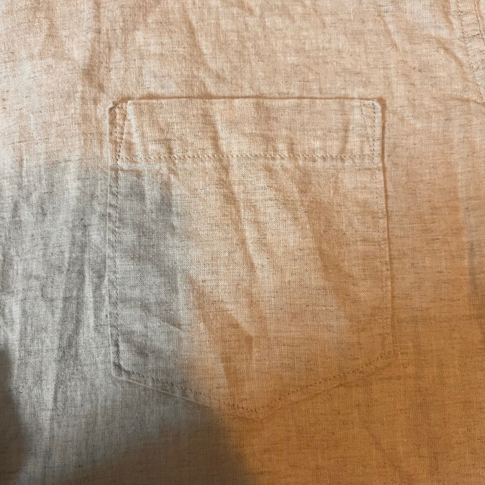 Sonoma Goods For‎ Life Mens XL Beige Linen Blend Short Sleeve Button Down Shirt - Picture 3 of 7